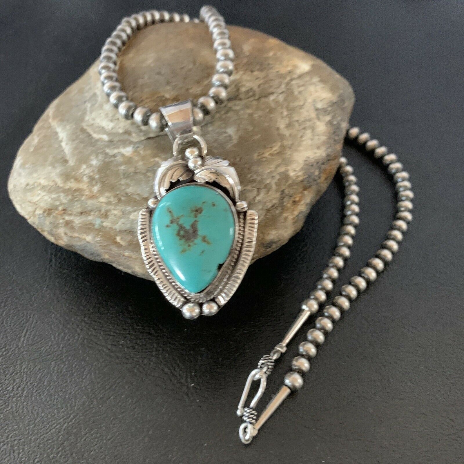Mens Navajo Pearls Sterling Silver Blue 