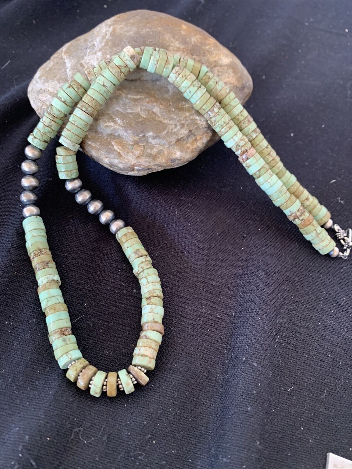 Green Turquoise Heishi Beads + Navajo Pearl Necklace in two lengths -  Jewelry Lady Red River