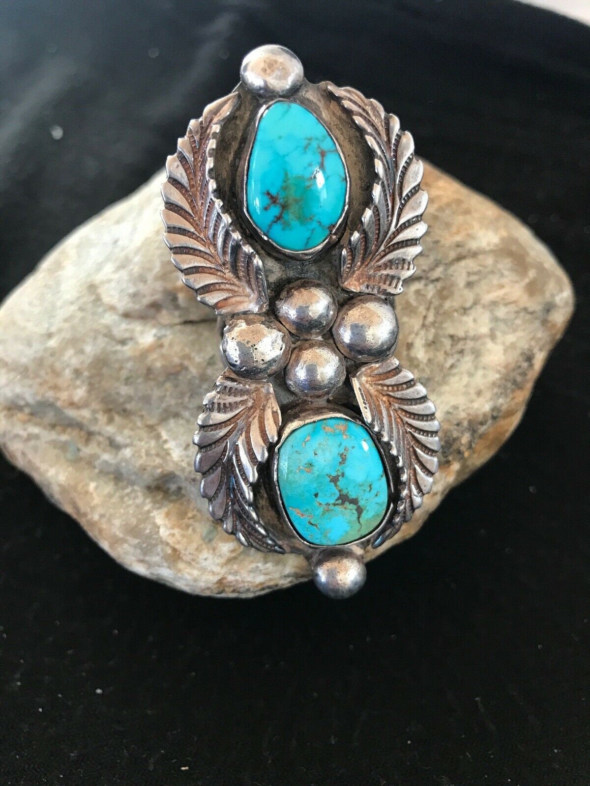 Gorgeous Vintage Navajo Sterling Silver Blue Turquoise Ring | Etsy