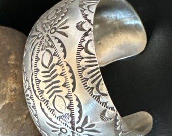 Navajo Stamped Cuff Bracelet | Sterling Silver | Authentic Native American Handmade | 15983