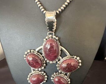 XL Purple Spiny Oyster Naja Pendant Necklace Sterling Silver Handmade Southwestern Jewelry Gift 16100