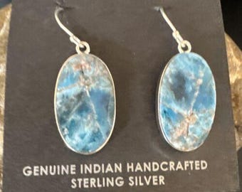 Blue Denim Lapis Dangle Earrings | Sterling Silver | 1" | 15790