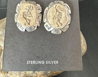 Navajo Kokopelli Dangle Earrings Set | Sterling Silver | Authentic Native American Handmade | 15142