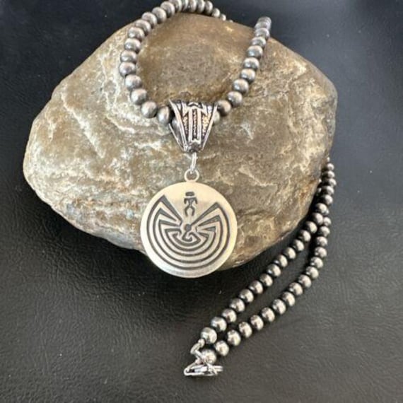 アクセサリー hopi jewelry Man in the Maze Sterling Hopi Man in the Maze Pendant | Sterling Silver Necklace