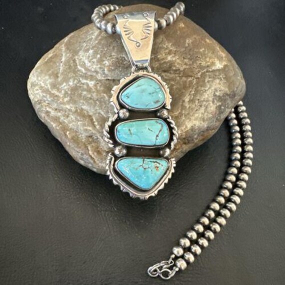 アクセサリー indian jewelry navajo pendant Navajo Sterling Silver & Turquoise Naja Pendant