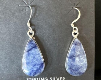 Blue Denim Lapis Dangle Earrings | Sterling Silver | 1" | 15807