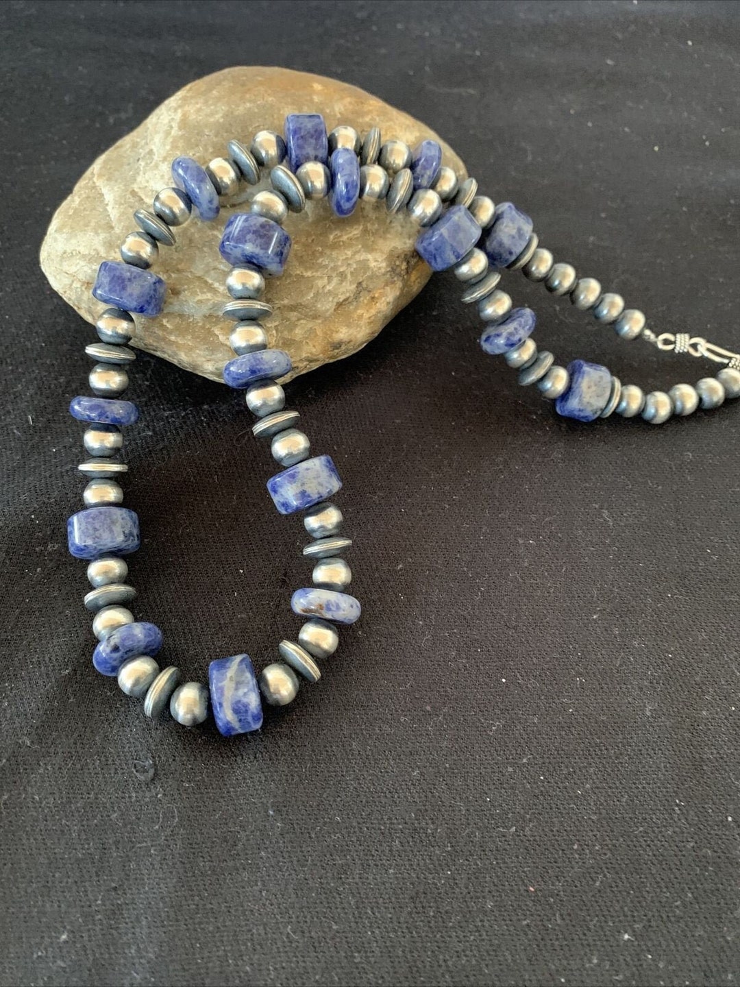 Navajo Pearl Native American Denim Lapis Beads Sterling Silver - Etsy
