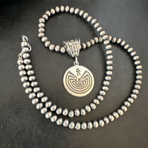 ホピ族の迷路の男ペンダント | スターリングシルバーネックレス | 本物