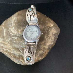 Silver Watch with Bear and Star band Starry Night Polar Bear Watch: Black Leather Band, Stainless  main image 4