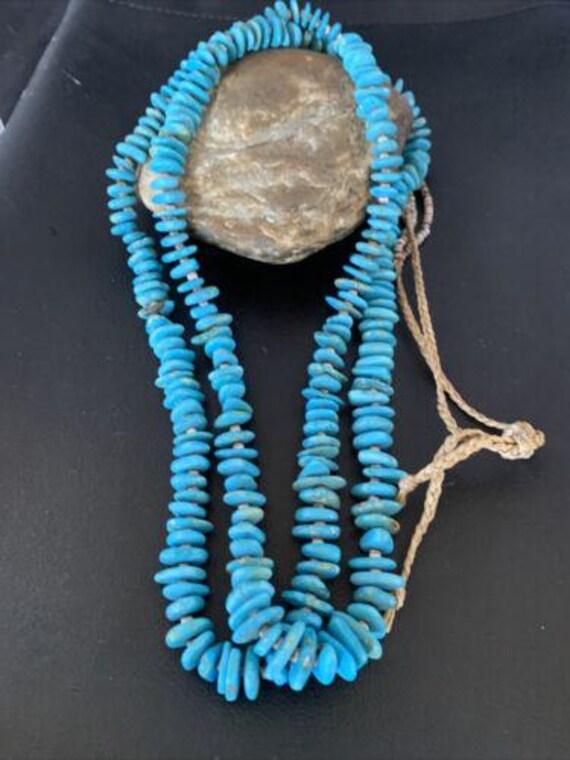 Men's Santo Domingo Blue Kingman Turquoise Shell Necklace 38