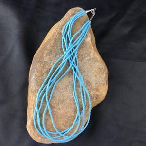 Southwestern Blue Turquoise Heishi 5-Strand Necklace | Sterling Silver | 17&quot; | 10264