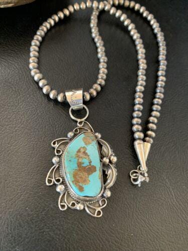 Men's Navajo Blue Dry Creek Turquoise Pendant | Sterling Silver