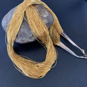 Navajo Gold Filled Heishi Tubes | 100 Strand Liquid Sterling Silver Necklace 21&quot; | 17173