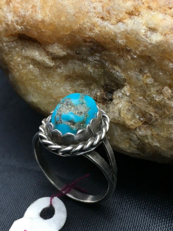 Native American Navajo Sterling Silver Kingman Turquoise Ring Size