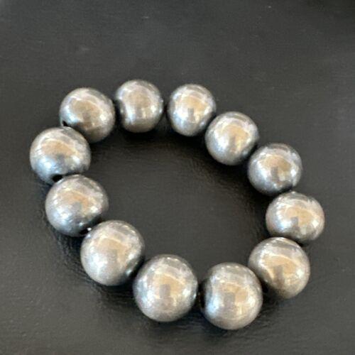 Navajo Pearls Stretch Bracelet | 14mm Beads | Sterling Silver | 7