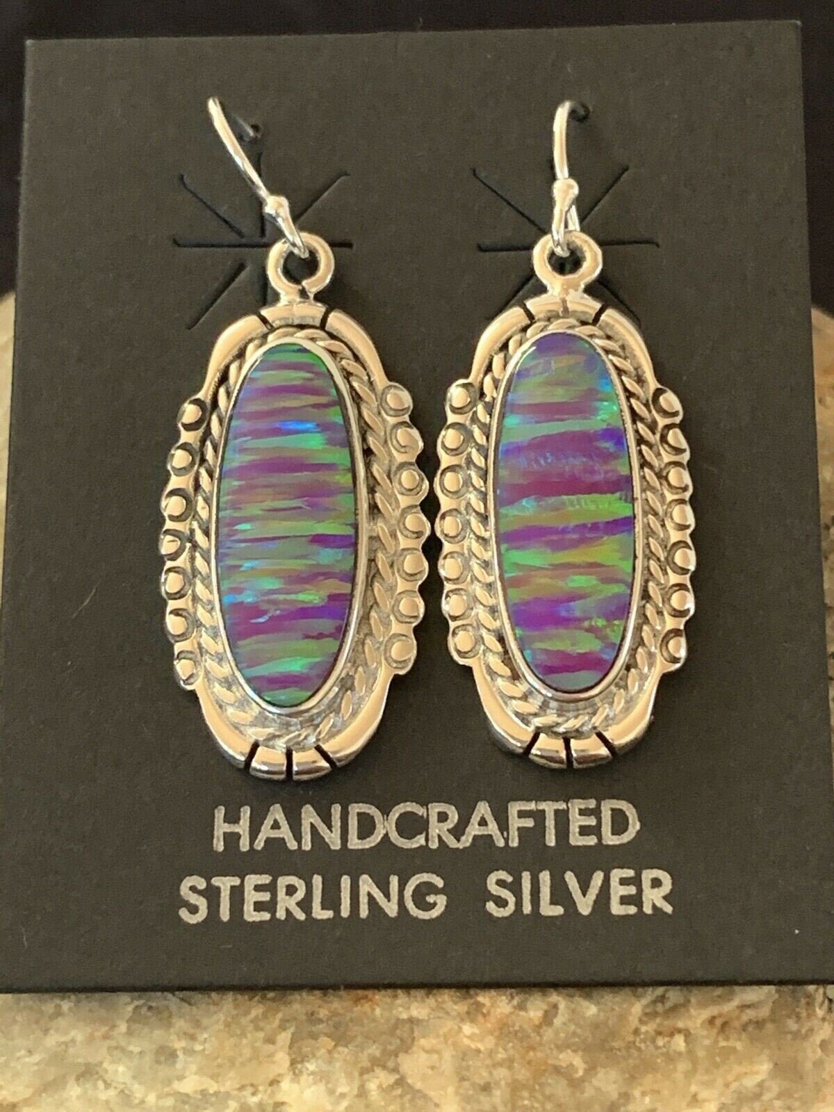 Details about   Native American Navajo Opal And Sterling Silver Dangle Earrings 