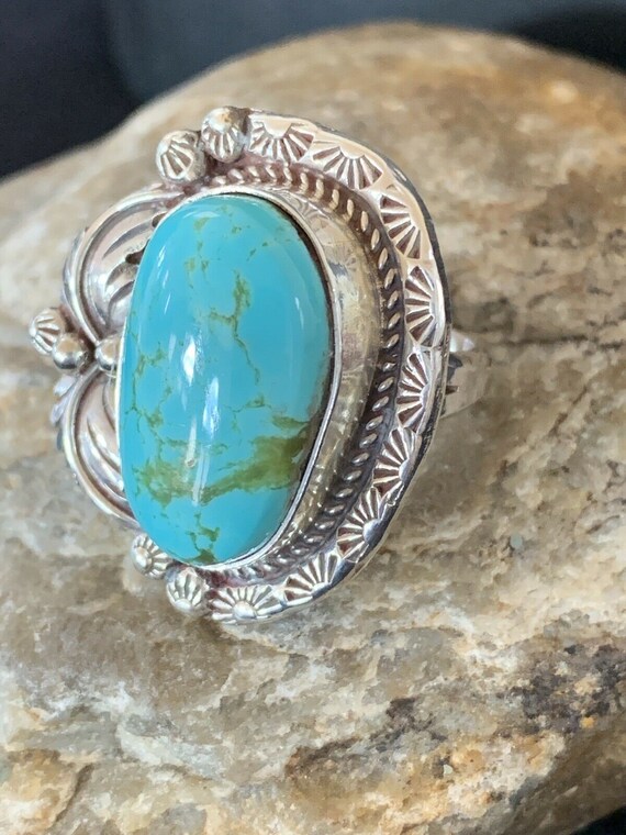 Native American Navajo Sterling Silver Blue Turquoise Ring - Etsy 日本