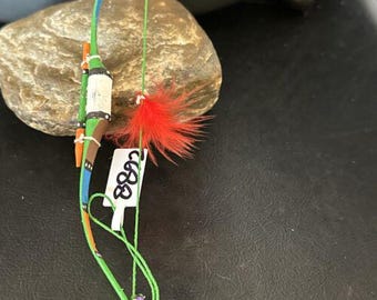 Handmade Green Bow Car Charm | 6.5" Mirror Dangler | Southwestern Jewelry | 8892