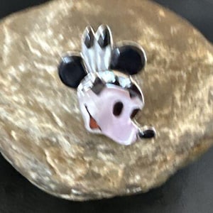 Navajo Sterling Silver Disney Minnie Mouse Zuni Inlay Ring | Sz 6 | Handmade Southwestern Jewelry | 16751