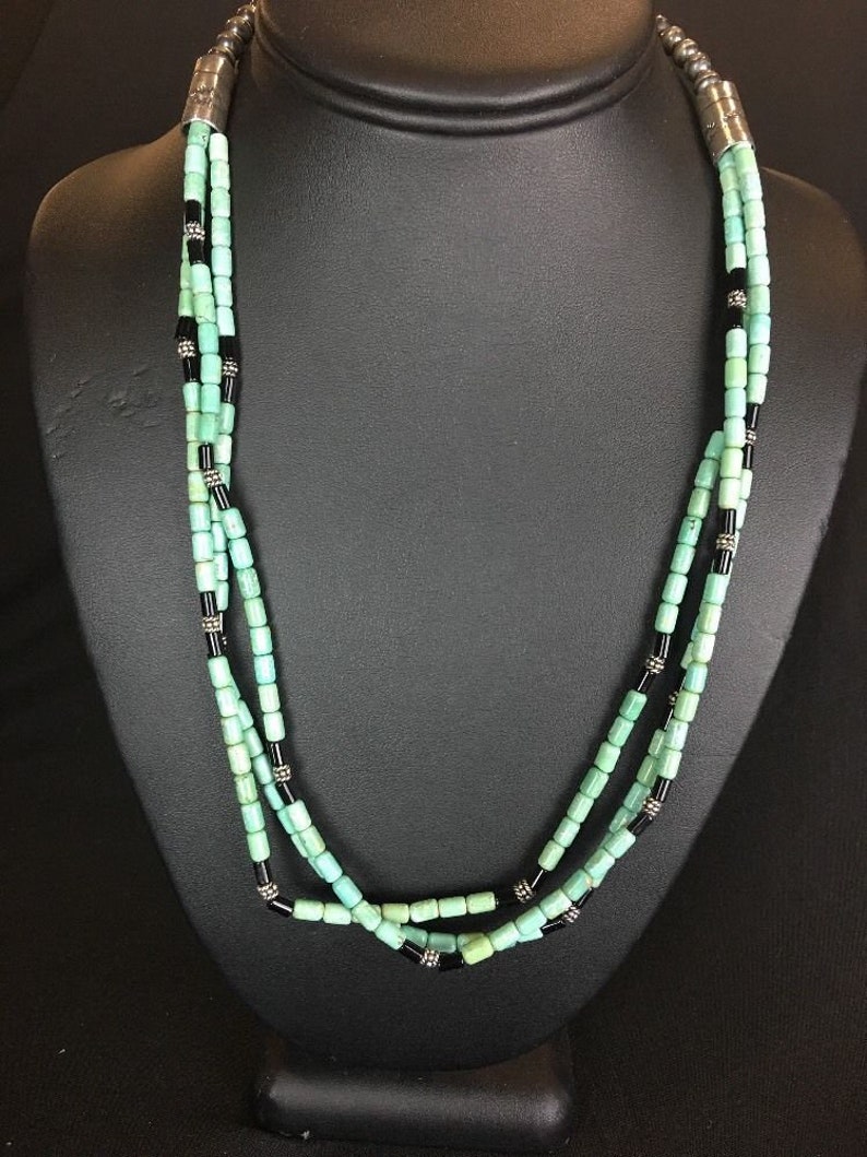 Native American Sterling Silver Navajo Pearls Necklace 21” 3 Str Gift 4,5,6 mm
