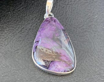 Navajo Pearls Purple Sugilite Pendant | Sterling Silver | 1.50" | Authentic Native American Handmade | 10927