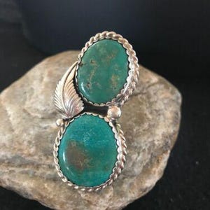 Navajo Apache Turquoise Ring | Authentic Native American Sterling Silver | Multi-Stone | Sz 7 | 2891