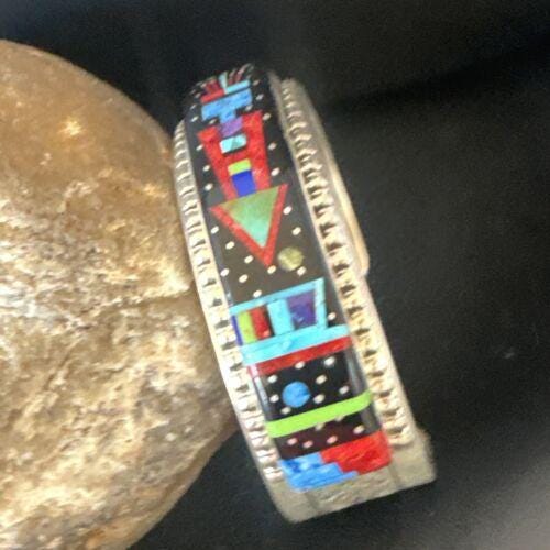 Men's Navajo Black Onyx, Coral, Turquoise Sterling Silver