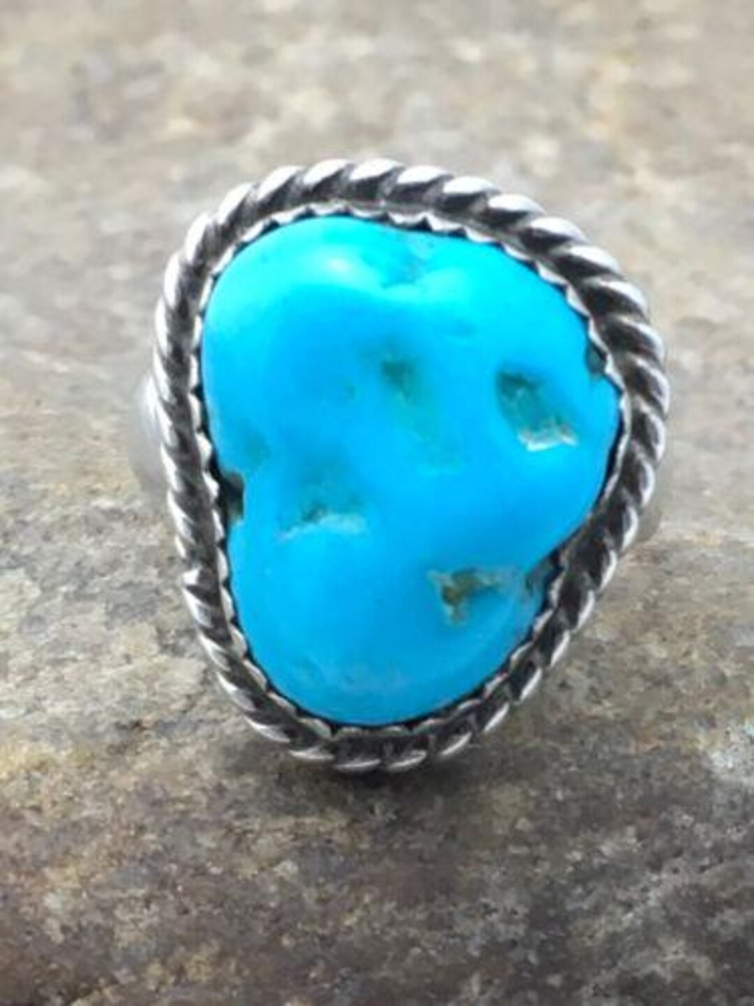 Native American Kingman Turquoise Navajo Ring | Sterling Silver | Sz 6. ...