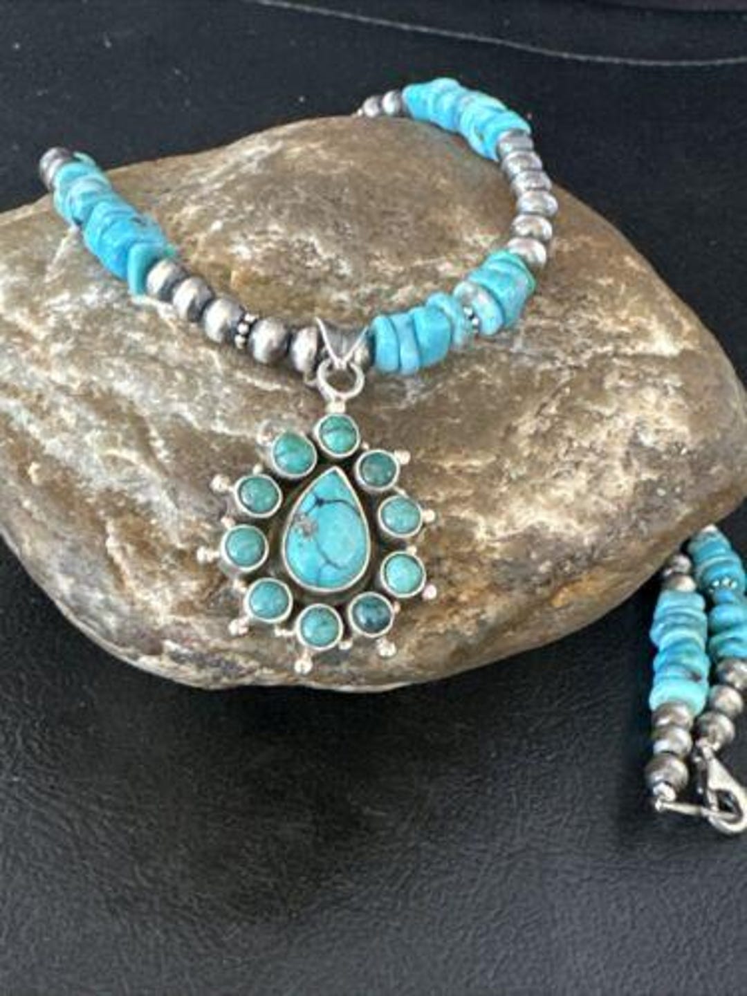 Navajo Kingman Turquoise Pendant Necklace | Sterling Silver | Native ...
