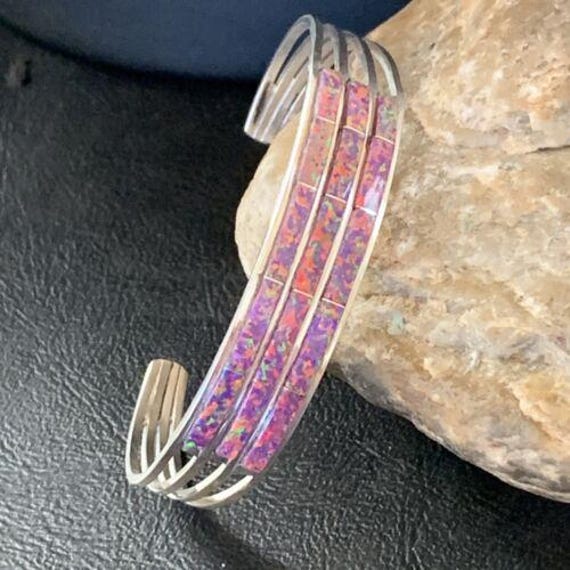 アクセサリー indian jewelry zuni bangle Pretty Zuni Spiny Oyster Sterling Inlaid Bangle by Ricky