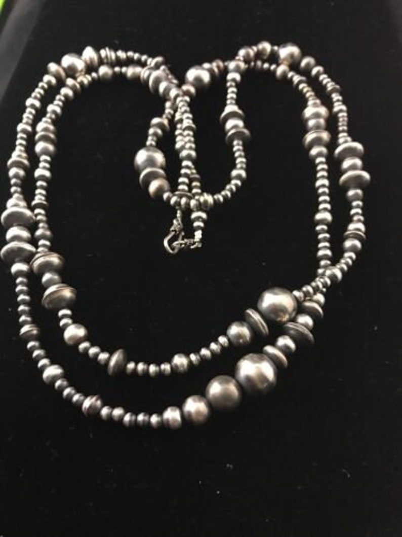 60 Long Navajo Pearls Native American Sterling Silver Etsy