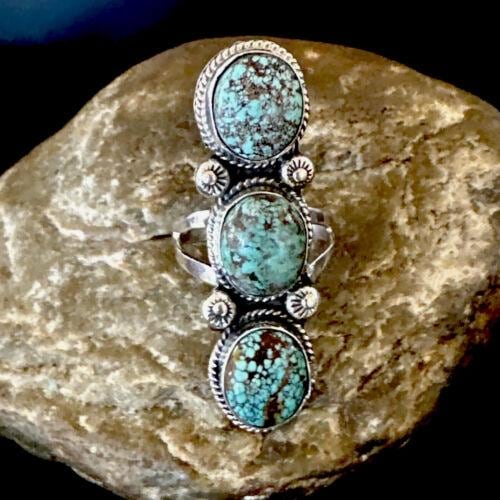 ナバホ ブルー スパイダーウェブ ターコイズ マルチストーン リング
