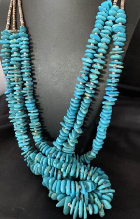 Men's Santo Domingo Blue Kingman Turquoise Shell Necklace