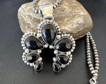 Men's Black Onyx Naja Pendant Necklace | Navajo Pearls