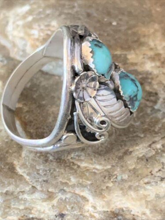 ナバホ族 キングマン ターコイズ マルチストーン リング | 本物の