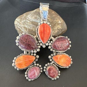 Collana con ciondolo Navajo Red Spiny Oyster Naja / Argento Sterling / 16098