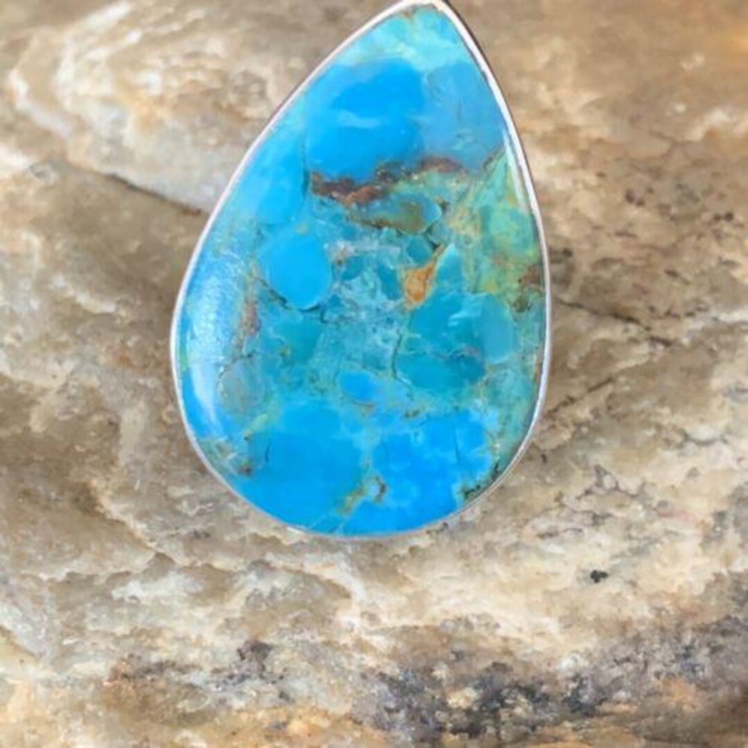 Navajo Blue Kingman Turquoise Ring | Sterling Silver | Sz 8 | Authentic ...