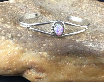 Pink Opal Bracelet | Sterling Silver Cuff | Southwestern Handmade | 10185