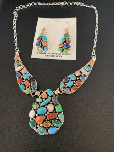 Navajo Multi-color Turquoise Spiny Necklace & Earring Set