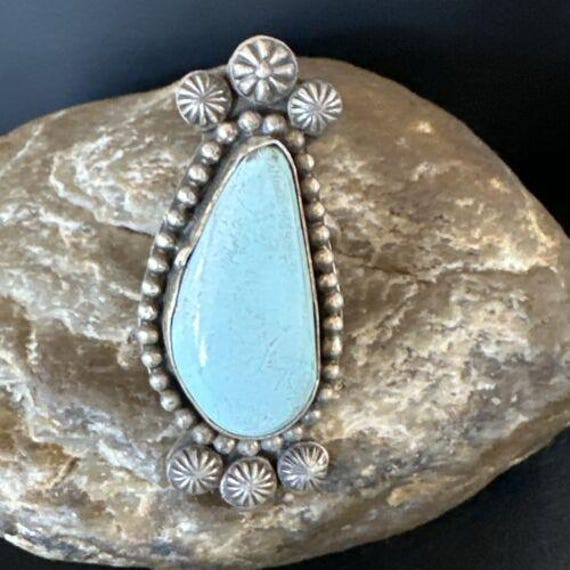 Very Rare Vintage Navajo Yellowhorse Dry Creek Turquoise Native American Jewelry Silver Ring Very Rare Vintage Navajo Yellowhorse Dry Creek Turquoise Native American Jewelry Silver Ring