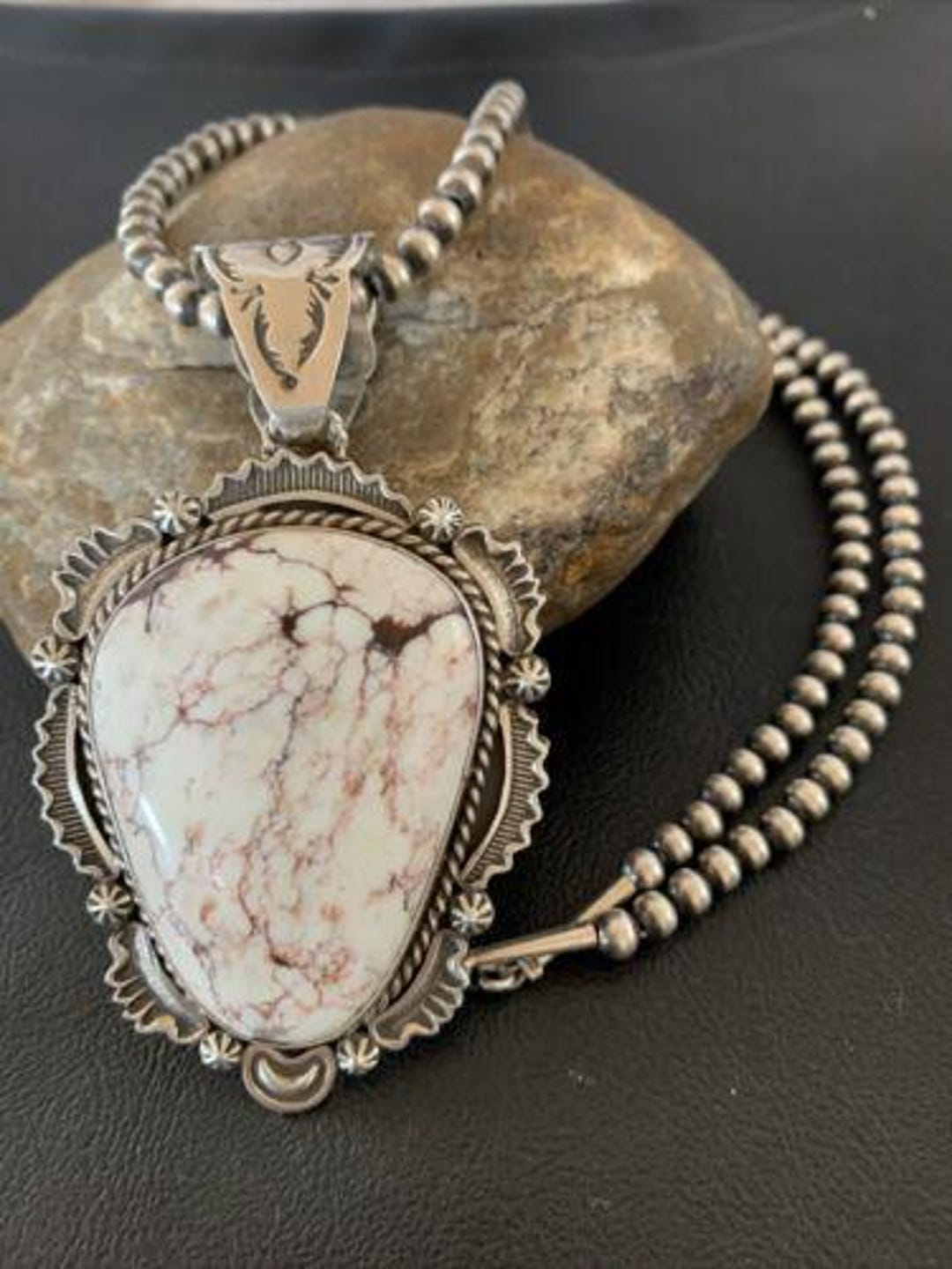 Navajo Wild Horse Turquoise Pendant Necklace | Sterling