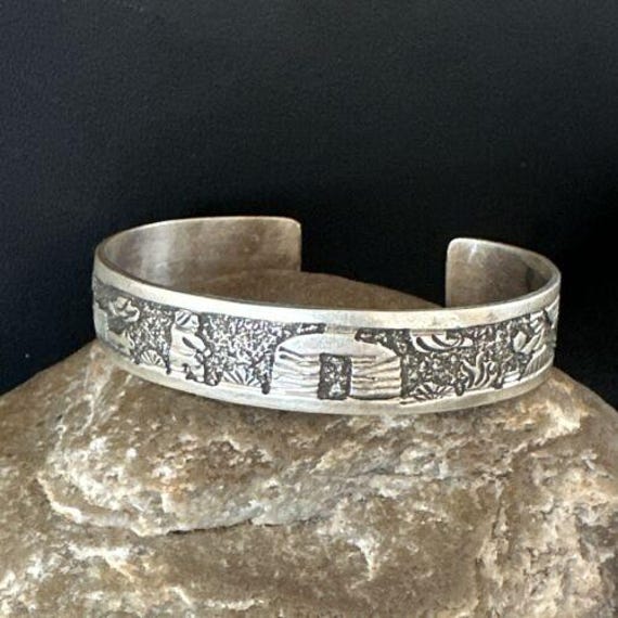 Navajo Stamped Cuff Bracelet | Sterling Silver | Authentic