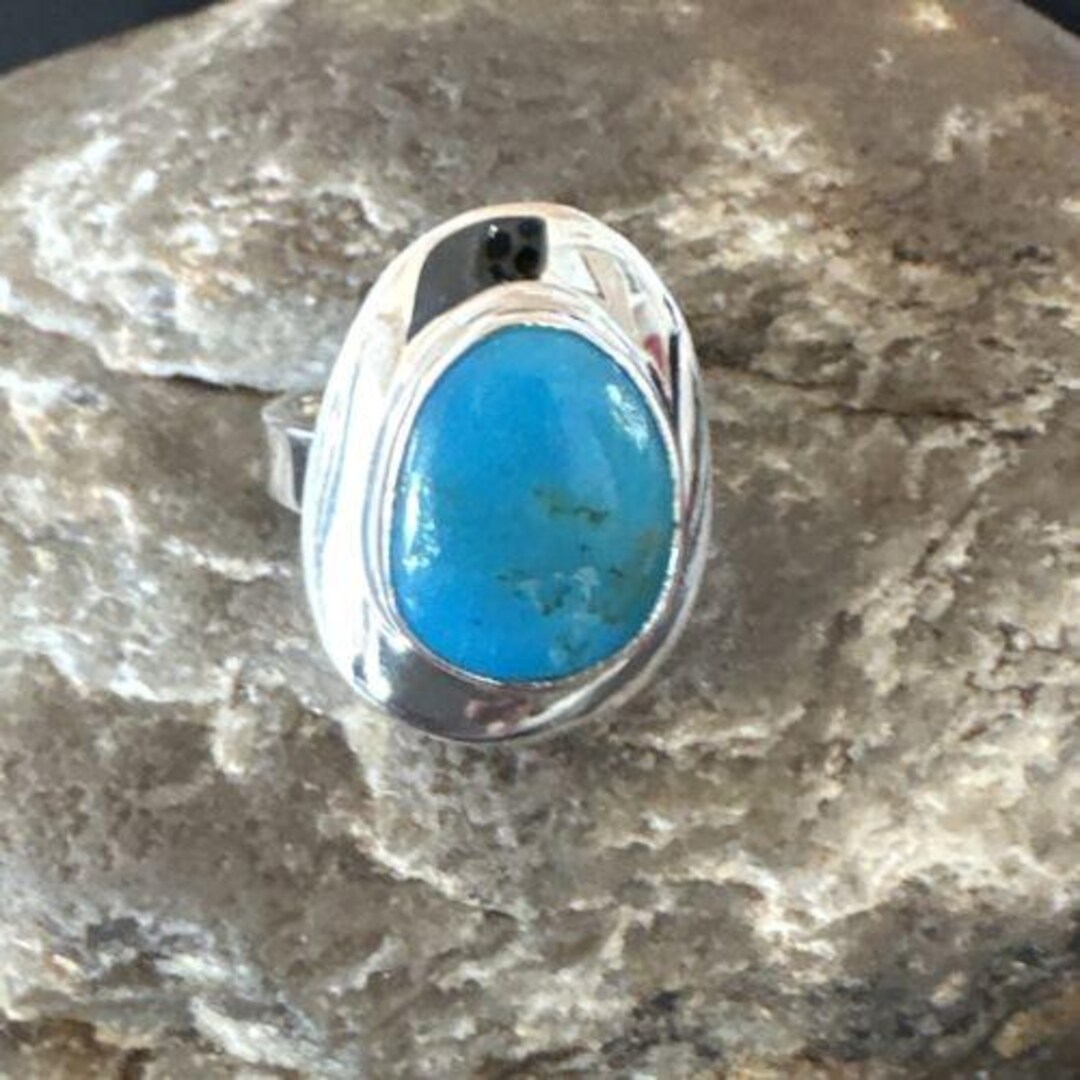 Navajo Blue Kingman Turquoise Ring | Sterling Silver | Sz 6 | Authentic ...