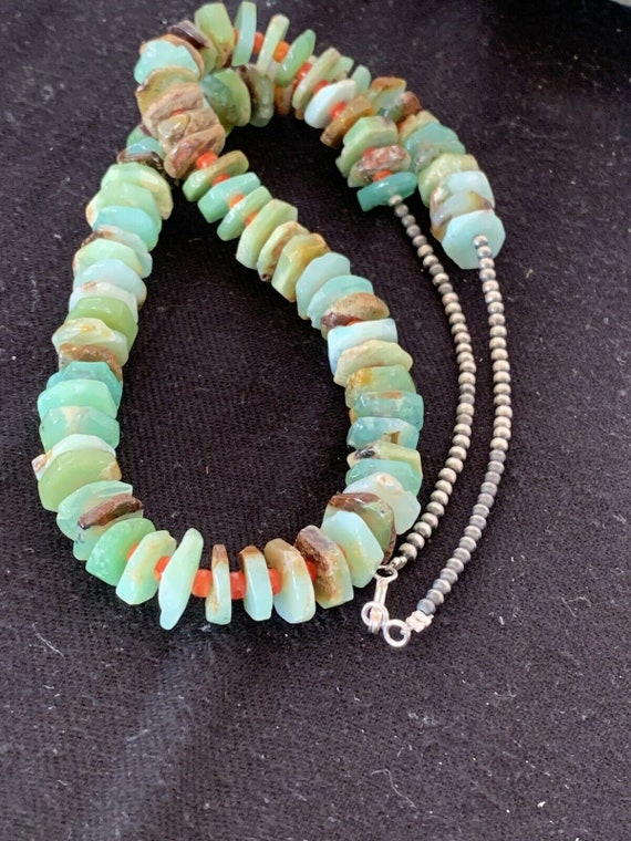 Navajo NA Sterling Silver Picture Green Chrysoprase Spiny Oyster
