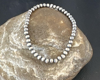 Navajo Pearls Bracelet | Sterling Silver Bracelet | 4-8mm Beads | 7&quot;-8&quot; | Handcrafted Southwestern Jewelry | Navajo Bracelet | Gift For Her