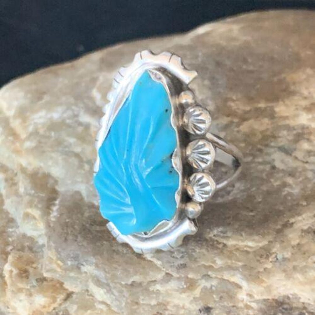 Navajo Blue Kingman Turquoise Ring | Sterling Silver | Sz 10 ...