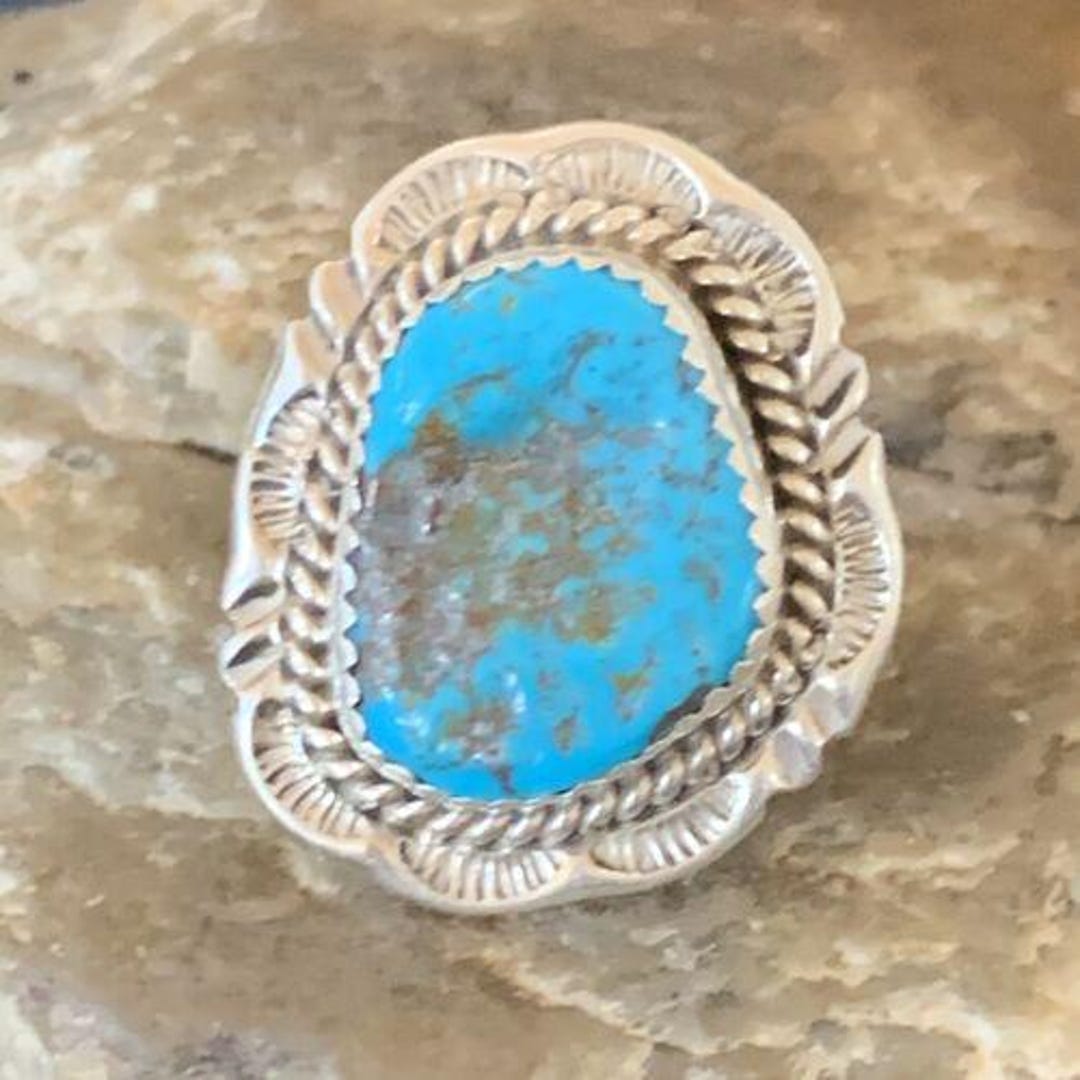 Navajo Blue Kingman Turquoise Ring | Sterling Silver | Sz 7 | Authentic ...