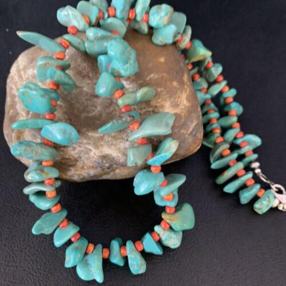 Navajo Green Turquoise Spiny Oyster Graduated Necklace