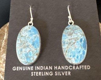 Blue Denim Lapis Dangle Earrings | Sterling Silver | 1" | 15795
