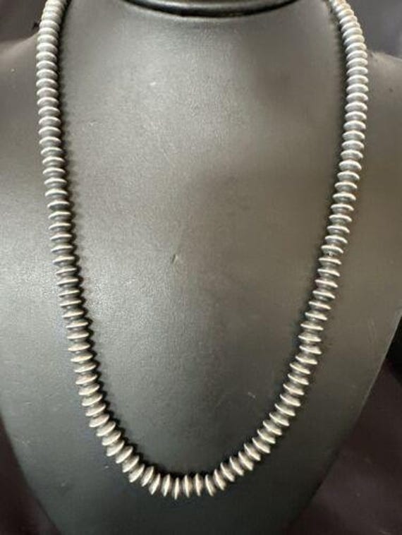 thumbnail image 2 of Doreen Jake Native American Sterling Silver Navajo Pearl Saucer Bead Memory Bracelet – 6-7" Adjustable 2 of 3